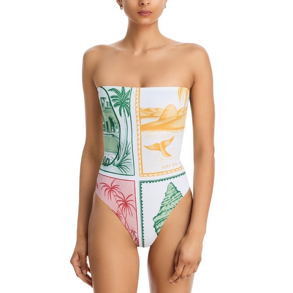 Farm Rio Brasil Vintage One Piece Swimsuit Off-White Multi XL New 260203030